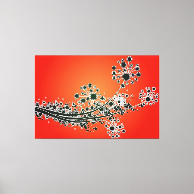 Futuristic abstract flowers-Red canvas print (Front)