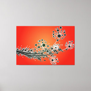 Futuristic abstract flowers-Red canvas print