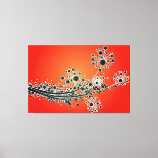 Futuristic abstract flowers-Red canvas print