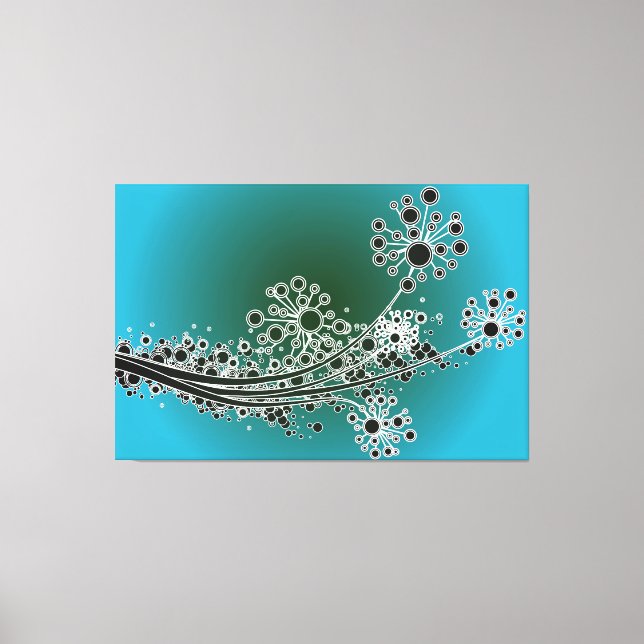 Futuristic abstract flowers-Turquoise canvas print (Front)