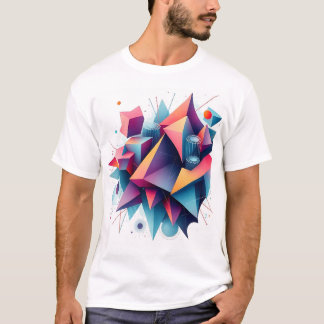 Futuristic Abstract Geometric Shapes with Neon Gra T-Shirt