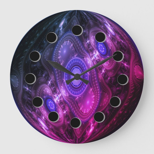 Futuristic Abstract Purple & Pink Wall Clock (Front)