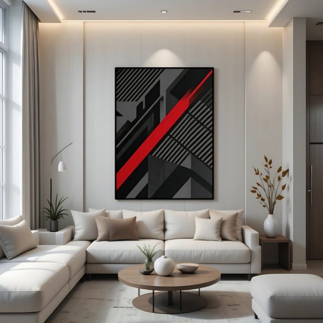 Futuristic Abstract Red Black Canvas Print (Creator Uploaded)