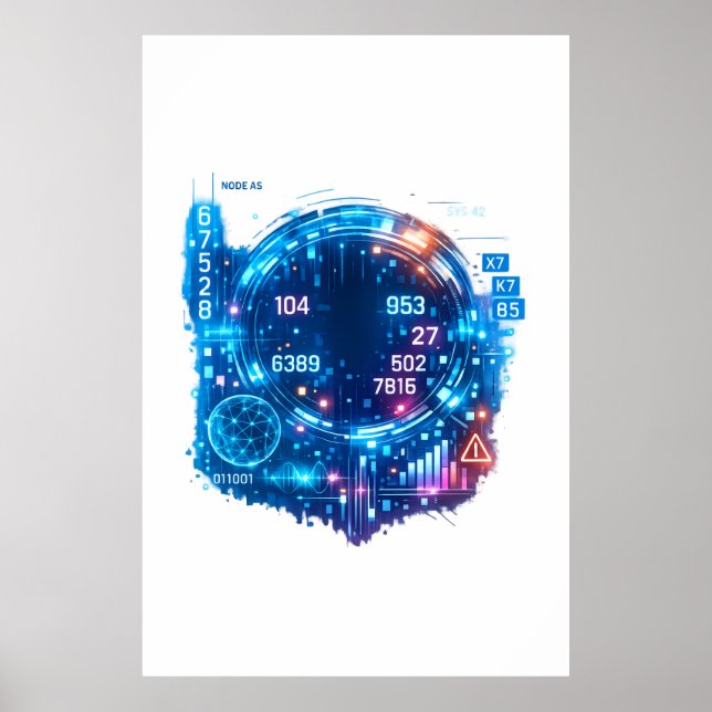 Futuristic AI Data Head Poster – Cyber Tech  (Front)