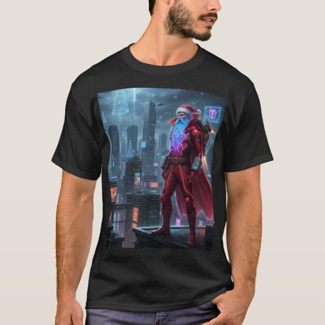 Futuristic AI Santa Claus New Year 2026 Tee (Front)