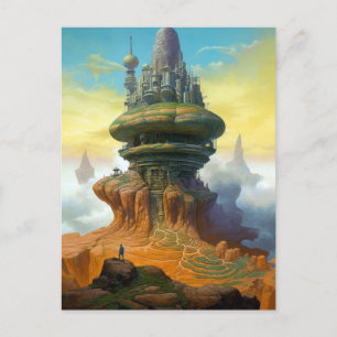 Futuristic Alien City Sci-Fi Art Postcard