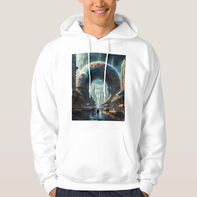 Futuristic Alien Planet Portal with Magic Gate Hoodie (Front)