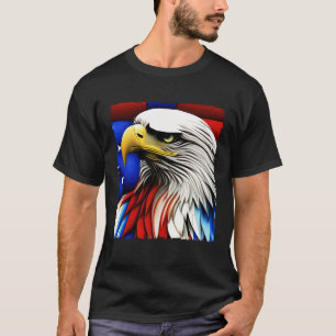 Futuristic American Bald Eagle USA Flag 4th of Jul T-Shirt