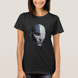 Futuristic Androgynous Cyber Head Graphic T-Shirt