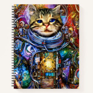 Futuristic Astronaut Cat Outer Space Notebook