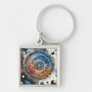 Futuristic Batik Cosmic Art – Space Design Keychain