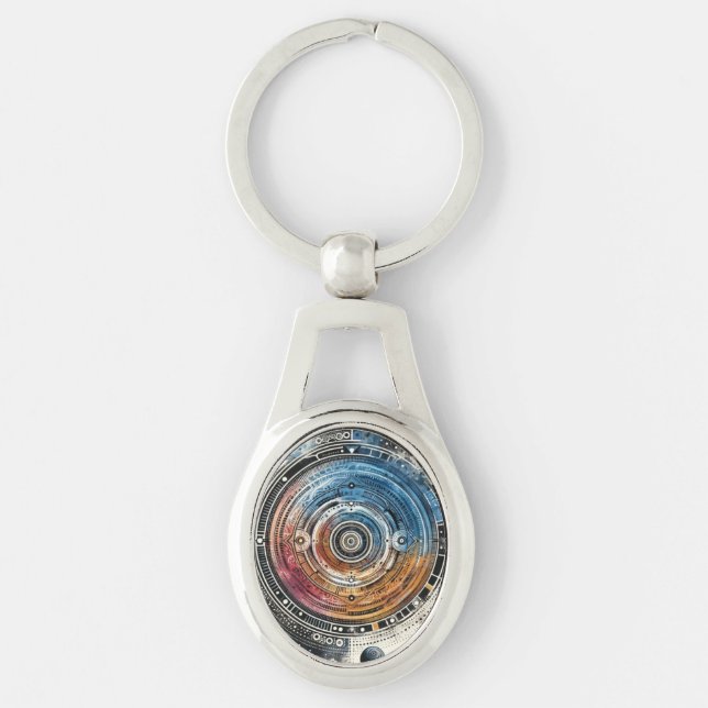 Futuristic Batik Cosmic Art – Space Design Keychain (Front)