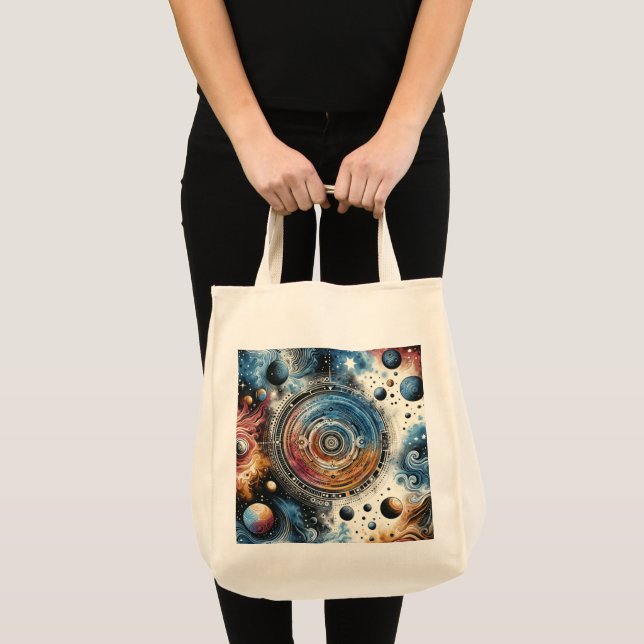 Futuristic Batik Cosmic Art – Space Design Tote Bag (Front (Product))