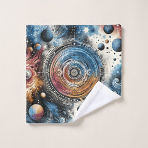 Futuristic Batik Cosmic Art – Space Design Wash Cloth
