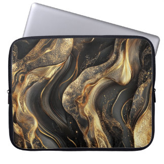 Futuristic Black Cosmic Laptop Bag with Galaxy Art
