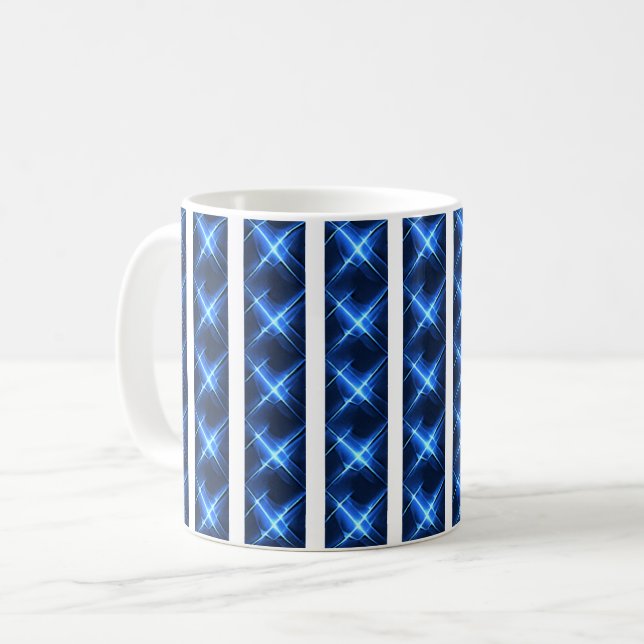 Futuristic Blue Striped Star Coffee Mug (Front Left)