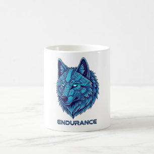 Futuristic Blue Wolf Coffee Mug