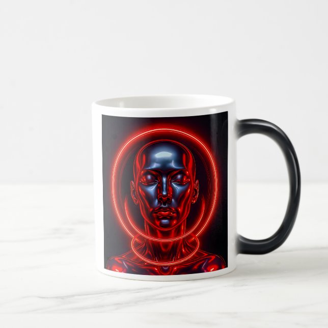 Futuristic Buddha red awakening Magic Mug (Right)