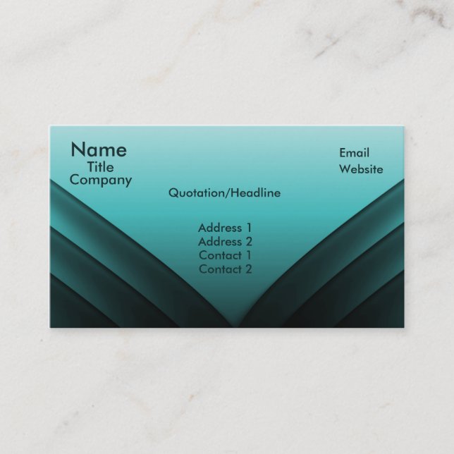 Futuristic Business Card, Teal Card (Front)