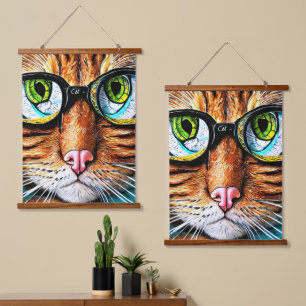 Futuristic Cat Wearing Glasses Hanging Tapestry