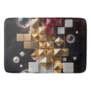 Futuristic Christmas Mosaic Column 3D  Bath Mat