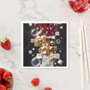Futuristic Christmas Mosaic Column 3D Napkin