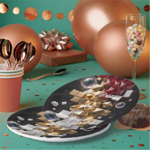 Futuristic Christmas Mosaic Column 3D Paper Plate