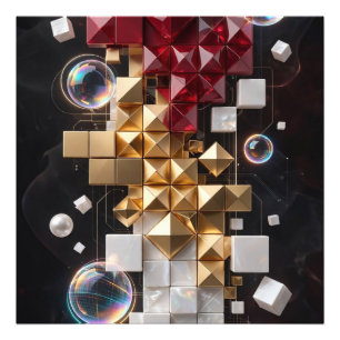 Futuristic Christmas Mosaic Column 3D Photo Print