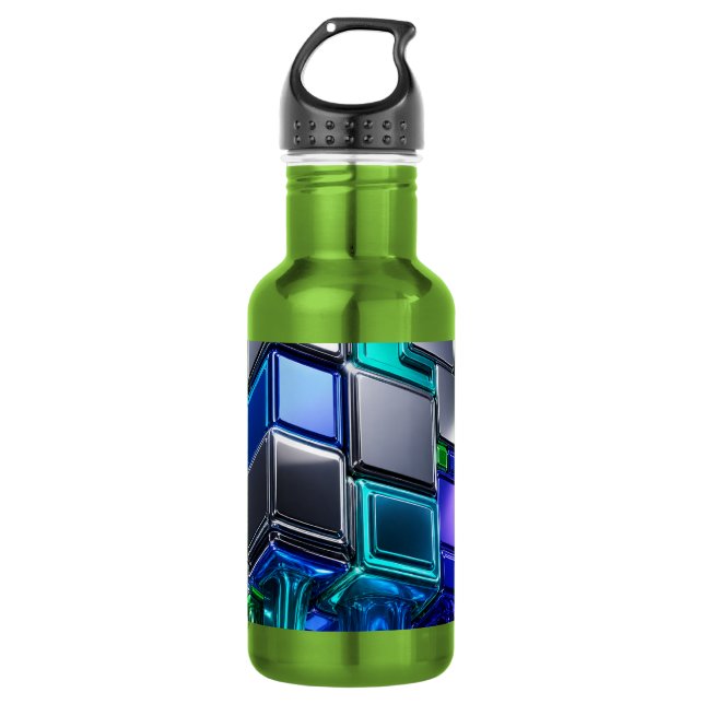Futuristic Chrome Puzzle Cube  532 Ml Water Bottle (Front)