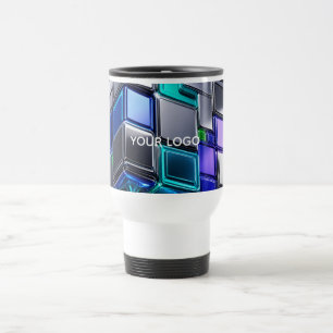 Futuristic Chrome Puzzle Cube  Travel Mug