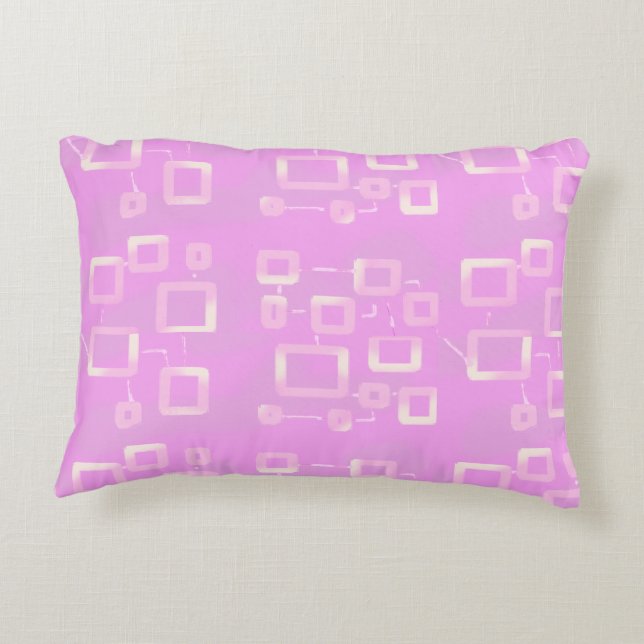Futuristic Circuit Boxes on Pink Geometric Printed Accent Pillow (Back)