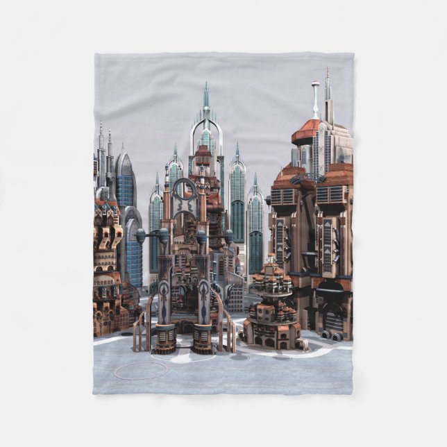 Futuristic City Fleece Blanket (Front)