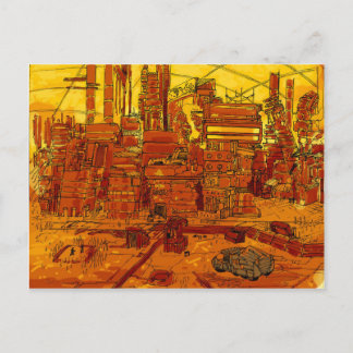 Futuristic city scape postcard