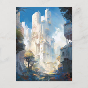 Futuristic City Science Fiction Art Postcard