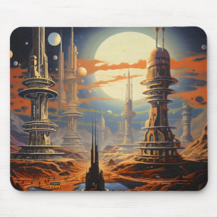 Futuristic City Vintage Sci-Fi Mouse Pad