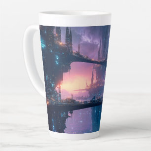 Futuristic Cityscape at Dusk Latte Mug
