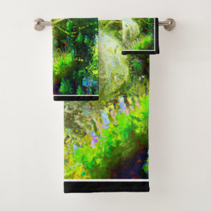 Futuristic Colourful Plant City, AI Generated Art Bath Towel Set