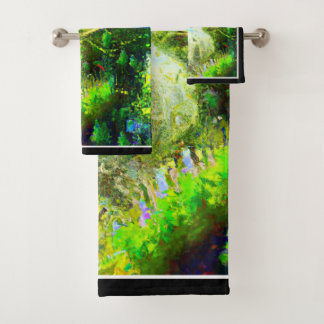 Futuristic Colourful Plant City, AI Generated Art Bath Towel Set