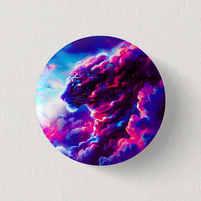 Futuristic Cosmic Neon Leopard  1 Inch Round Button (Front)