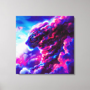 Futuristic Cosmic Neon Leopard Canvas Print