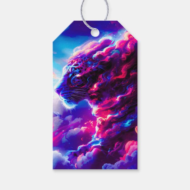 Futuristic Cosmic Neon Leopard  Gift Tags (Front)