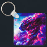 Futuristic Cosmic Neon Leopard  Keychain<br><div class="desc">A powerful cosmic leopard emerging from vibrant clouds of neon pink,  electric blue,  and deep violet.</div>