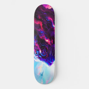 Futuristic Cosmic Neon Leopard  Skateboard