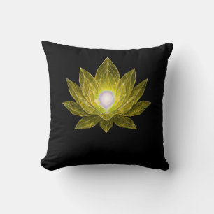 Futuristic Crystal Lotus • Sci-Fi Energy Abstract Throw Pillow