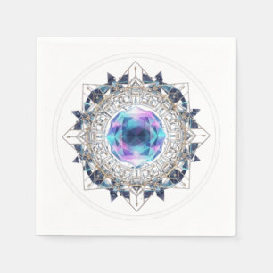 Futuristic Crystal Mandala – Geometric Tech Art Napkin