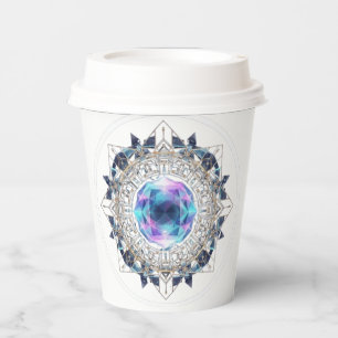 Futuristic Crystal Mandala – Geometric Tech Art Paper Cups