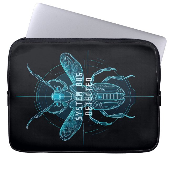 Futuristic Cyber Bug Detected IT Humor Laptop Slee Sleeve (Front)