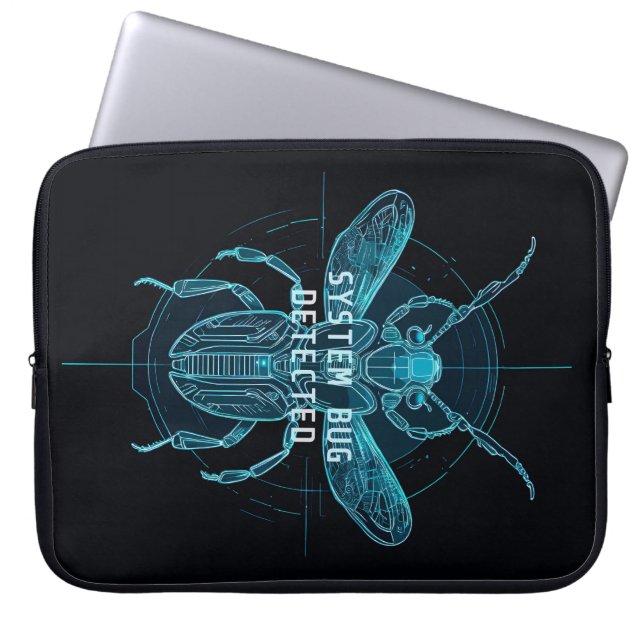 Futuristic Cyber Bug Detected IT Humour Laptop Sleeve (Front)