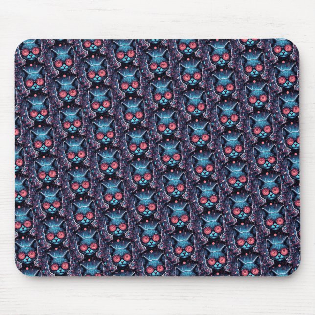 Futuristic Cyber Cat Mouse Pad (Front)