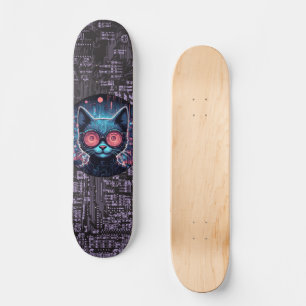 Futuristic Cyber Cat Skateboard